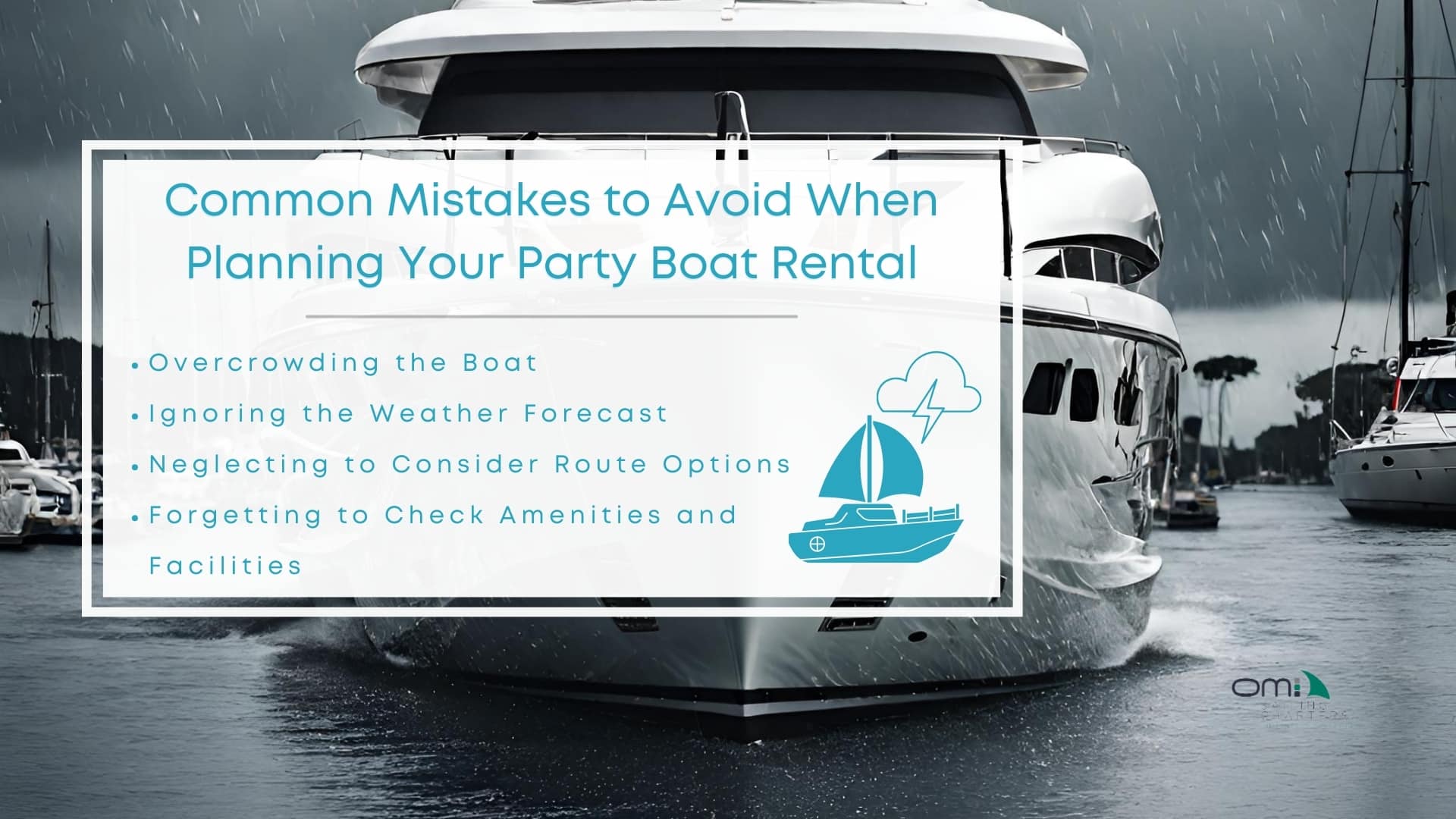 Infographic image of common mistakes to avoid when planning your party boat rental