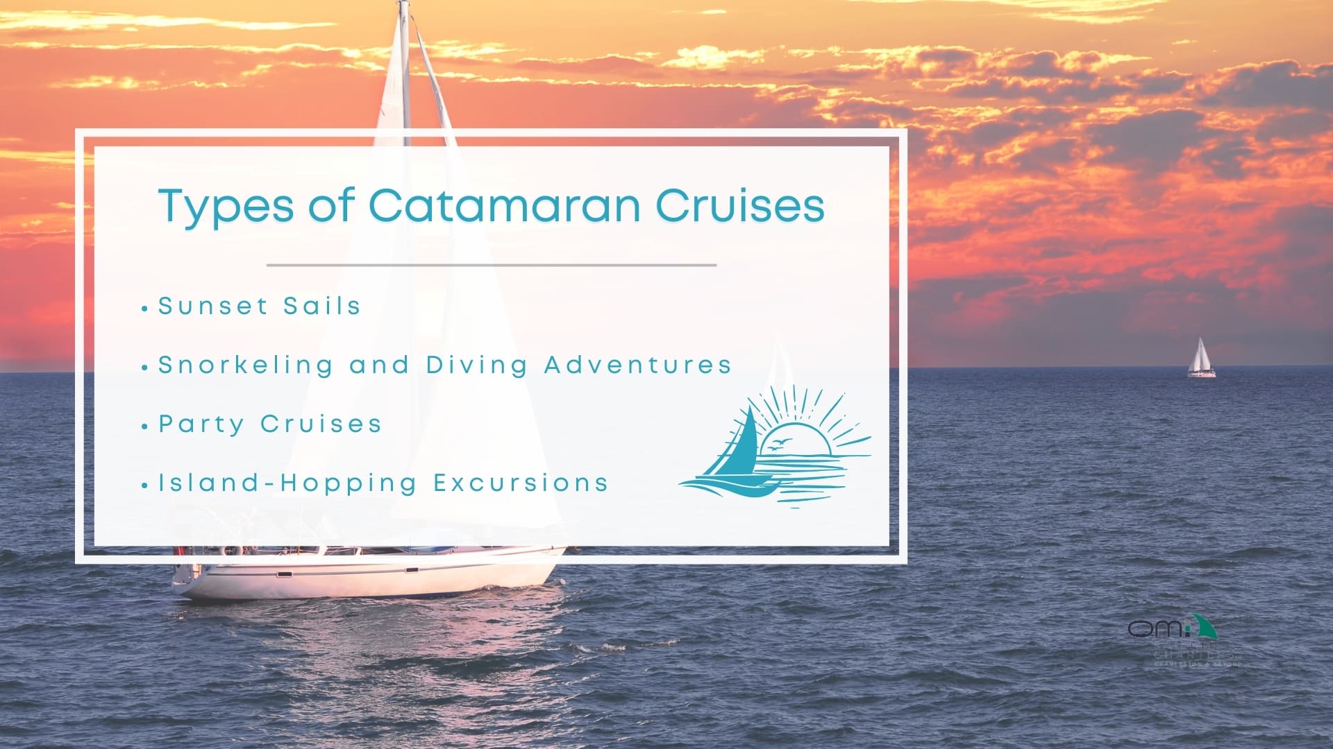 Infographic image of types of catamaran cruises