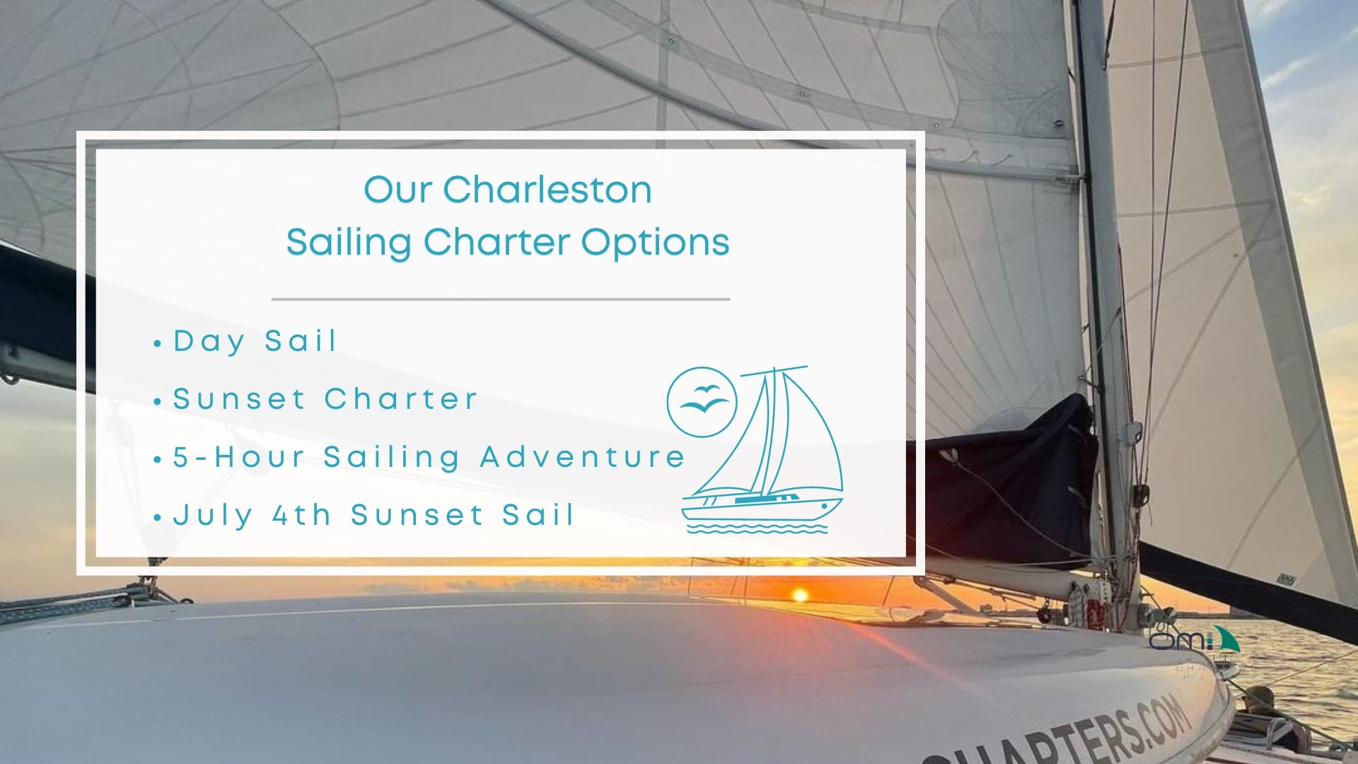 Infographic image of our Charleston sailing charter options