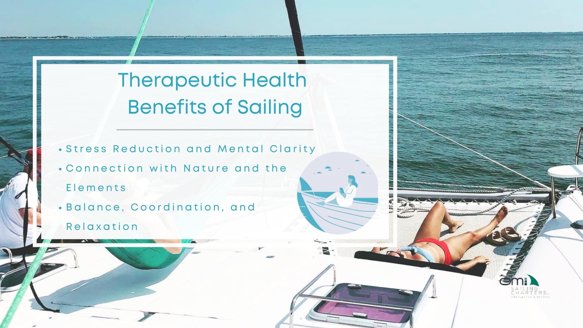 Infographic image of therapeutic health benefits of sailing