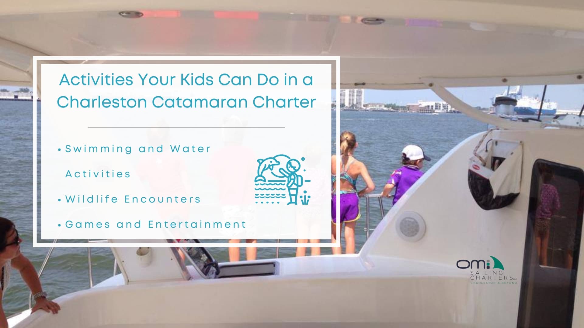 Infographic image of activities your kids can do in a Charleston catamaran charter