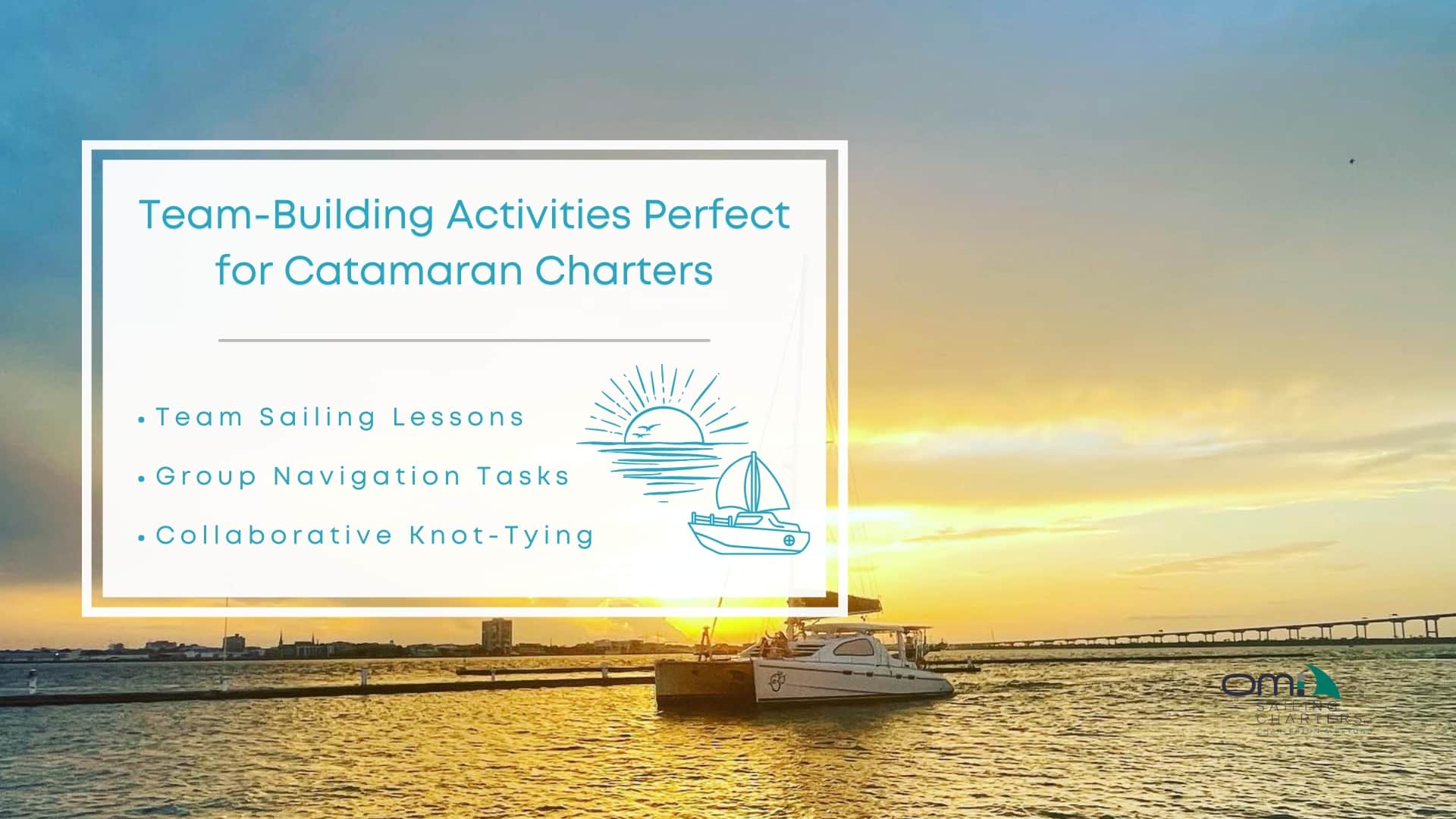 Infographic image of team-building activities perfect for catamaran charters