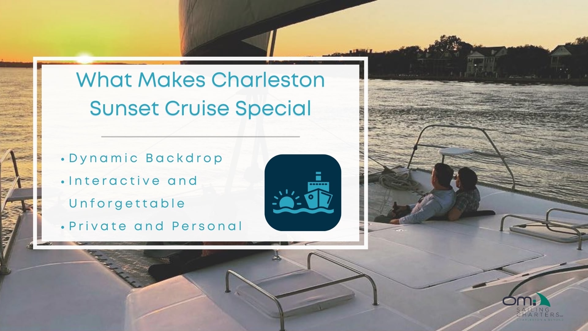 Infographic image of what makes Charleston sunset cruise special