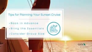 Infographic image of tips for planning your sunset cruise