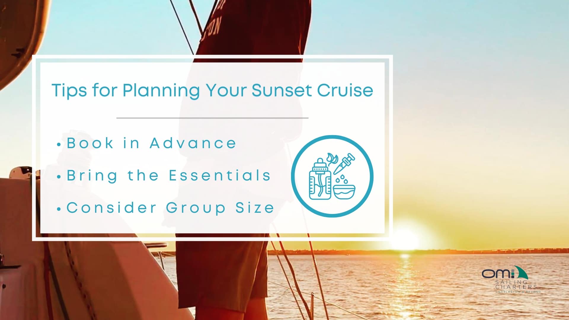 Infographic image of tips for planning your sunset cruise